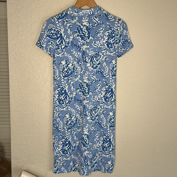 Lilly Pulitzer Sadie Polo Dress Blue Turtle UPF 50+ Preppy Resortwear Vacation - Picture 7 of 9